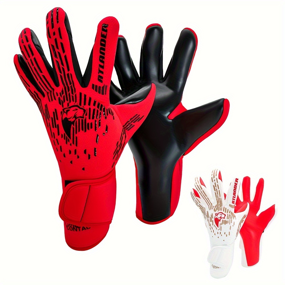 Goalkeeper glove pair with latex palm and wrist adjustment