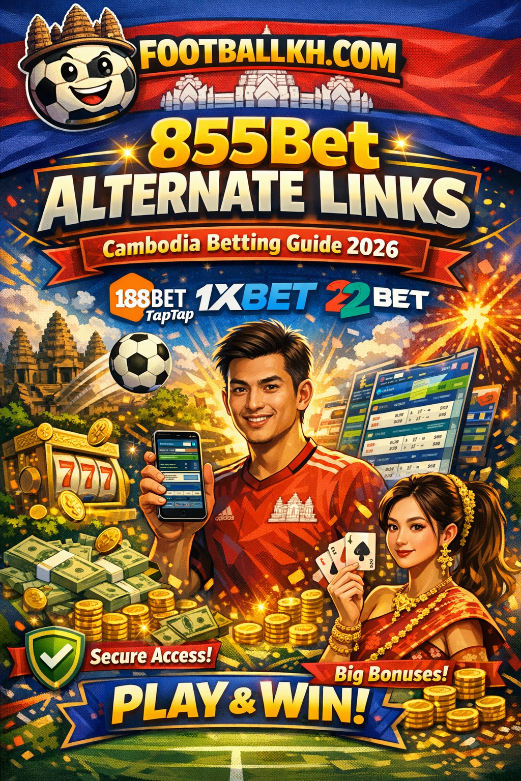 855Bet Alternate Links (188Bet TapTap, 1xBet, 22Bet) – Cambodia Betting Guide 2026 ⚽