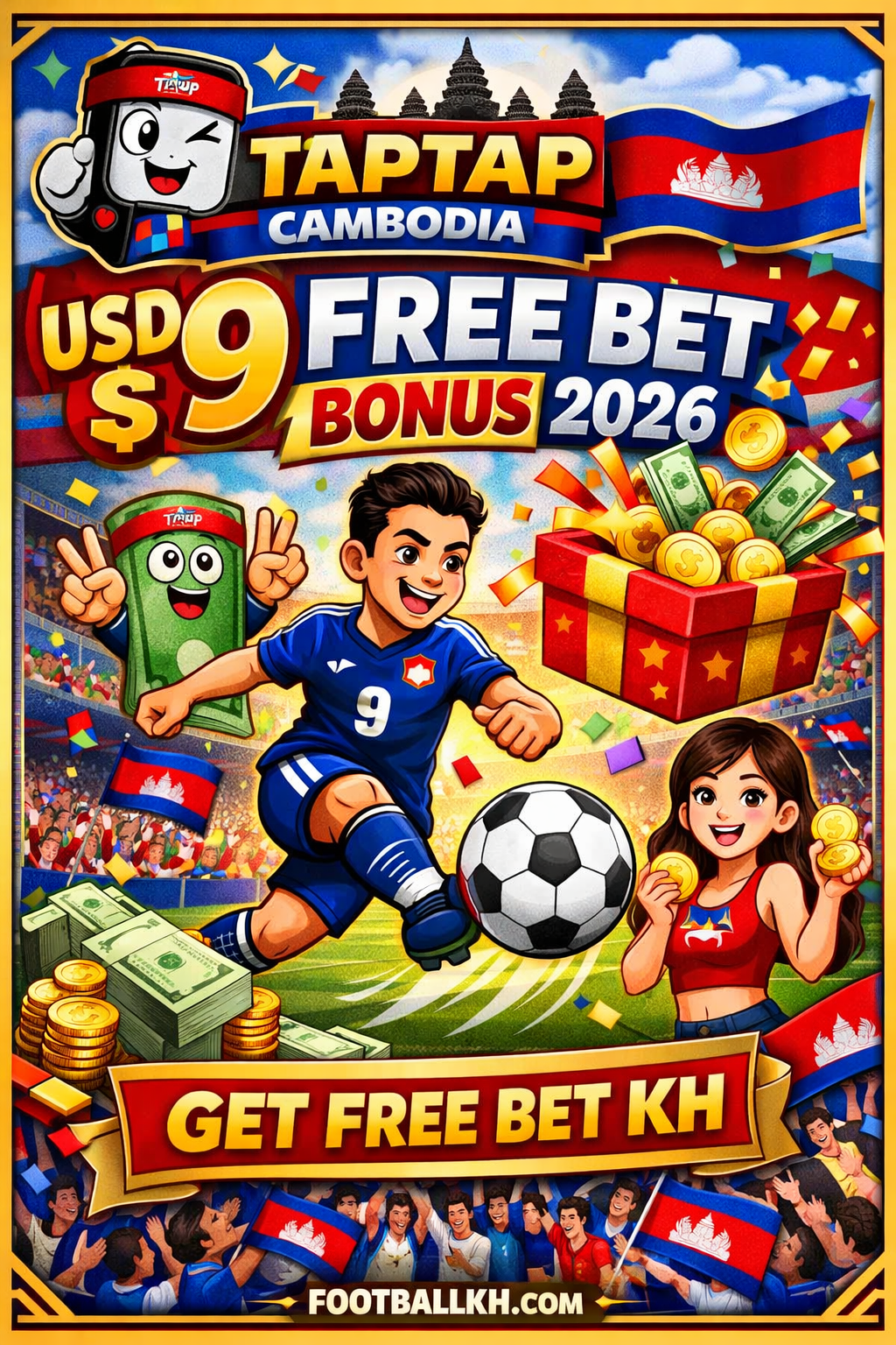 🎁 TapTap Cambodia USD 9 Free Bet Bonus (2026) – Easy Claim Guide 🇰🇭